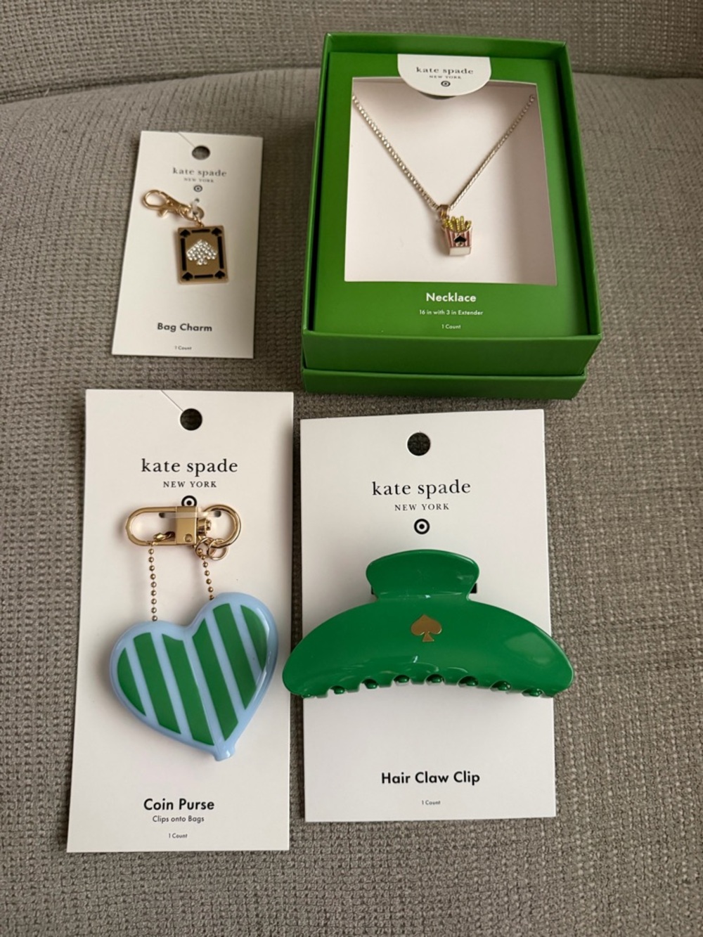 kate spade Green Heart Coin Purse & Hair Claw Clip Set - Picture 2 of 11